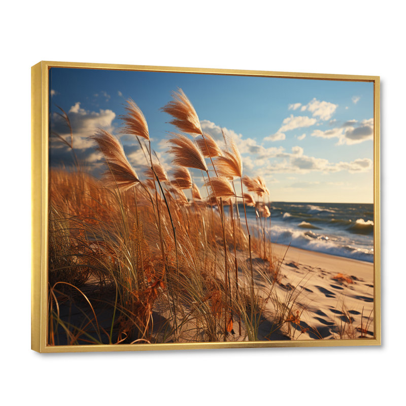 Plage sablée ensoleillée III - impression, H 30 po x l 40 po x P 1,5 po, Cadre flottant doré