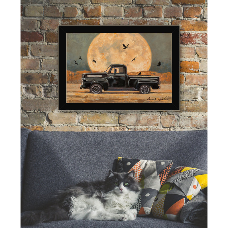 «Harvest Moon», art mural encadré pour le salon et la maison par Bonnie Mohr, Cadre noir