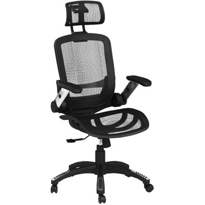 GABRYLLY Ergonomic Office Chair, High Back Home Desk Chair with Headrest, Flip-Up Arms, 90-120° Tilt Lock and Wide Cushion, Big and Tall Mesh Chairs for Man Woman, Black Task Chair