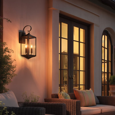  Regency 22" Traditional 3-Light Outdoor Large Wall Sconce + Beveled Glass, Weatherproof Outdoor Light, Antique Bronze Finish
