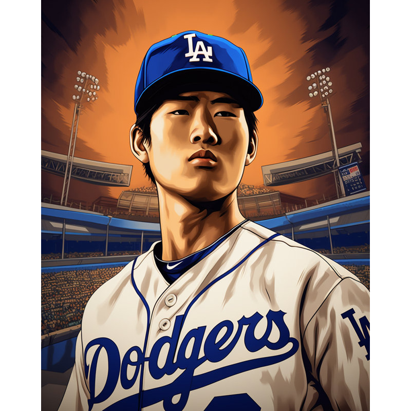 "Shohei Ohtani 7" sur toile, H 32 po x l 26 po