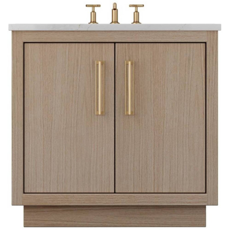 Meuble-lavabo simple Avalon, 30", Patine naturelle, Or satiné