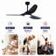 Ventilateurs de plafond modernes d'inspiration hélice avec lumières avec moteur à courant continu réversible silencieux et télécommande, noir mat-130156593