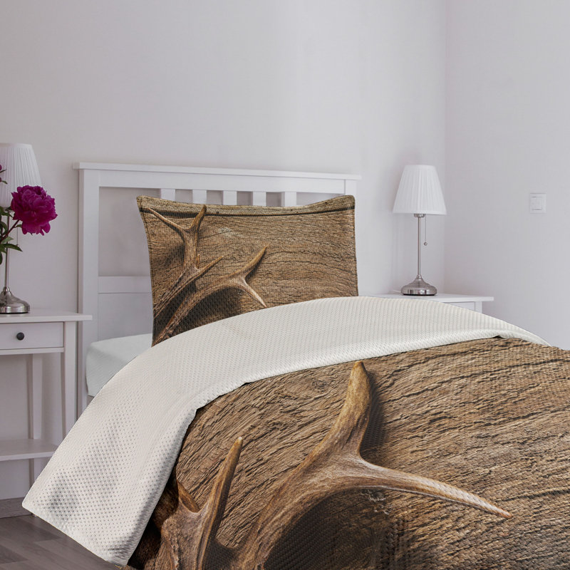 Twin Rustic Antler Print Polyester Bedspread Set