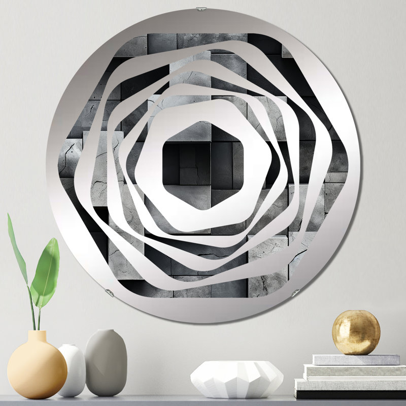 Illusion de mur architectural en béton - miroir décoratif Amorphe, 23,6 po x 23,6 po