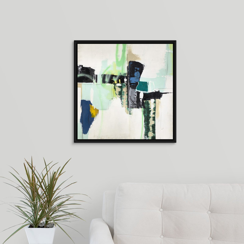 « hard véracité ii », peinture sur toile, H 21,7 po x l 21,7 po x P 1,75 po, Cadre flottant noir