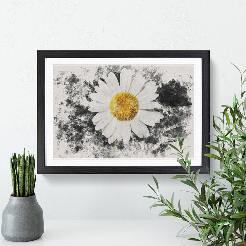 White Daisy Vol.6 - Picture Frame Graphic Art, Black Framed, 65cm H x 90cm W x 2cm D