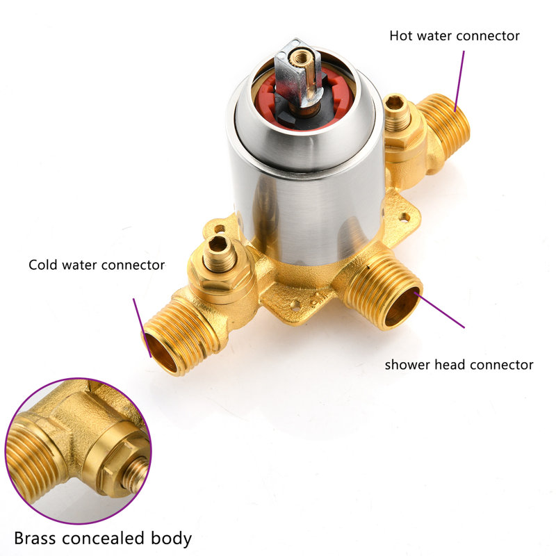 Wall - Mounted Single Handle 6 Functions Shower Faucet With Included Valve And Head, Adjustable Spray Pattern, 360 Joint, Holes For Cleaning, Brushed Nickel Plastic Construction Pattern Head Arm,