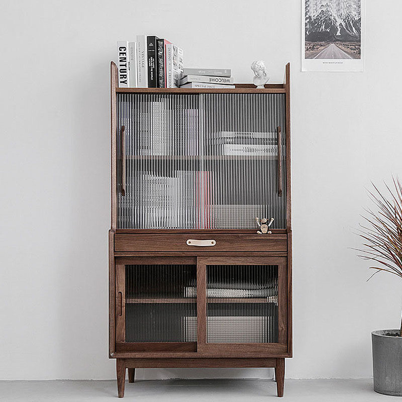 Simple bookcase tea set sideboard display cabinet, Brown