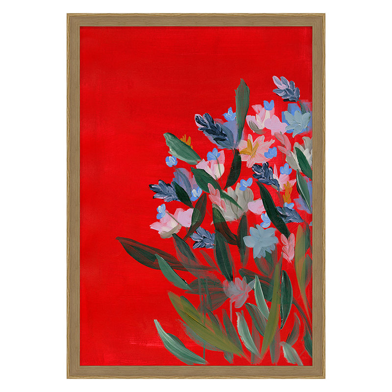 Meadow 5 Print by Jo Stearns, 24" H x 17" W x 2.38" D, Oak