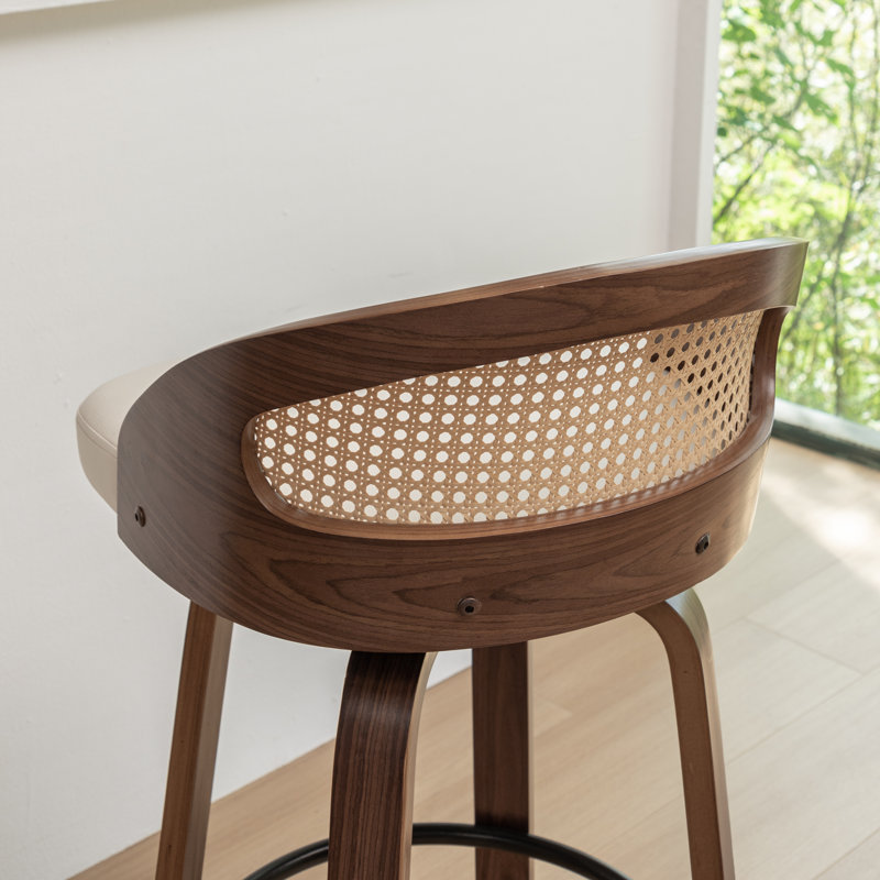 Swivel Upholstered Counter Stool, Beige, 76.2cm