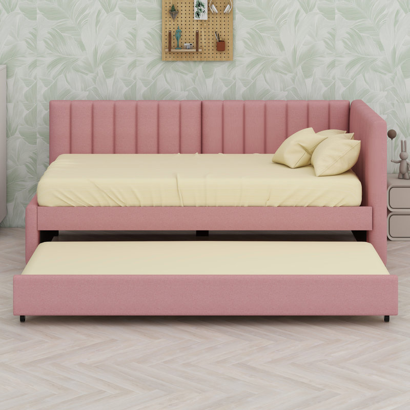 Lit de jour rembourré avec couchette, Rose