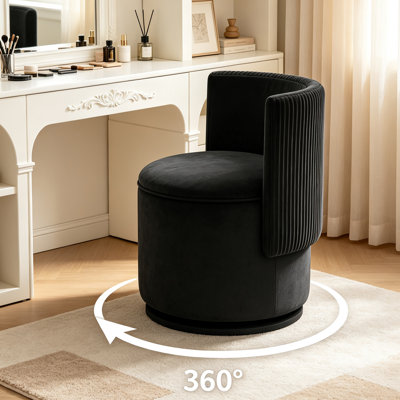 Upholstered Swivel Barrel Chair With Storage