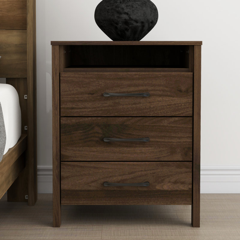 Allysyn 26.1" 3 Drawer Nightstand, Royal Walnut