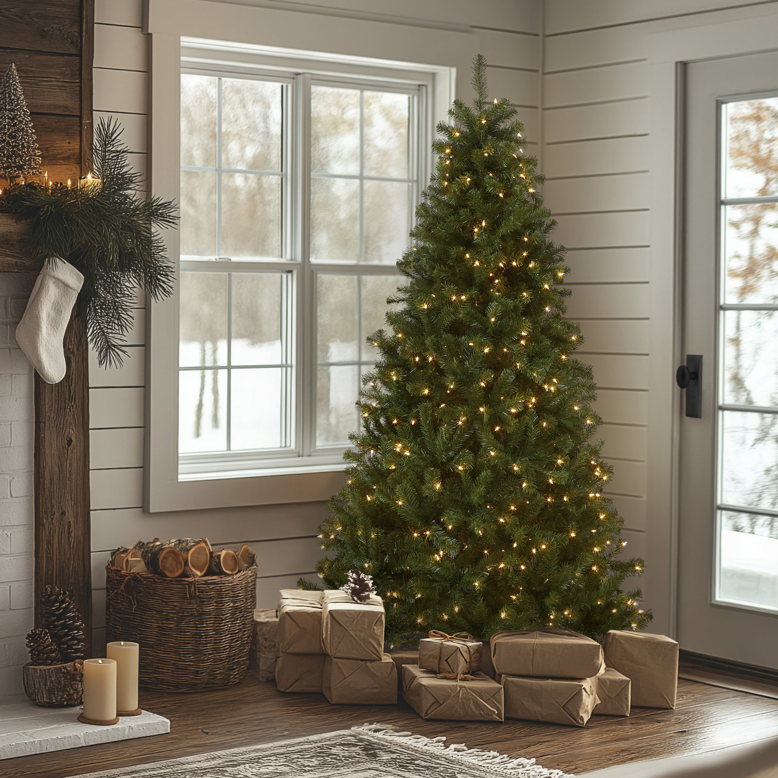 Leilonie Pre-Lit Spruce Christmas Tree, 7 FT