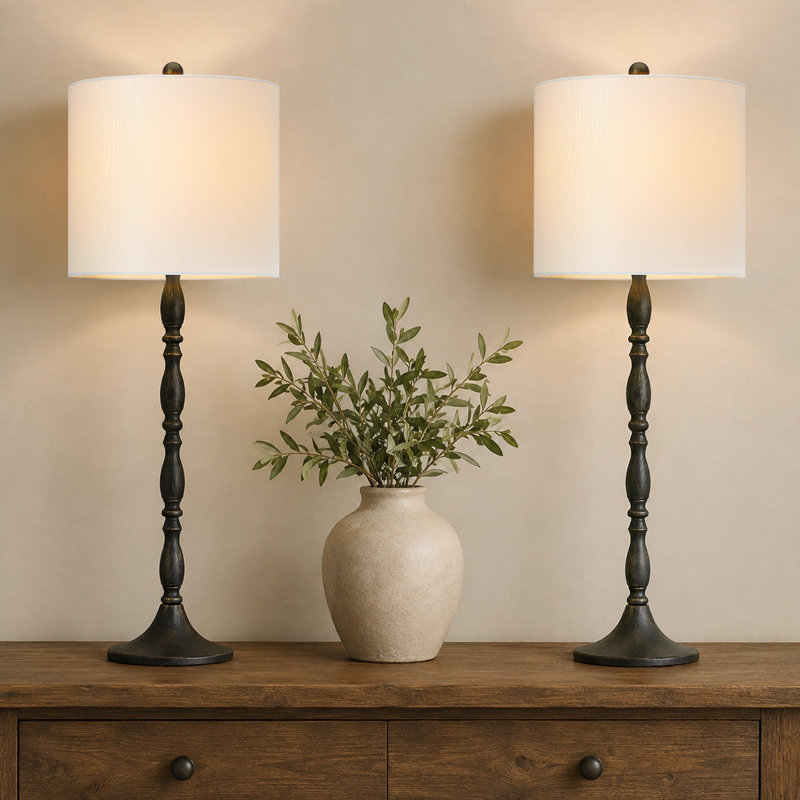 27.5in Brushed Bronze Buffet Table Lamps