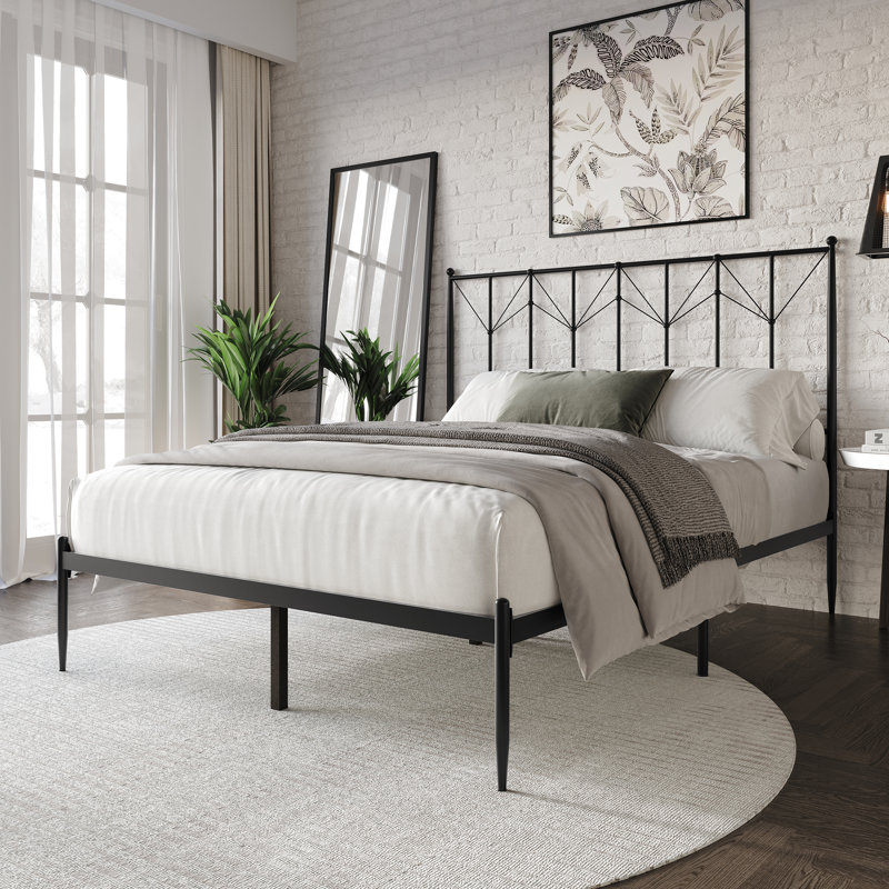 Kricia Metal Open-Frame Bed, Black, Twin