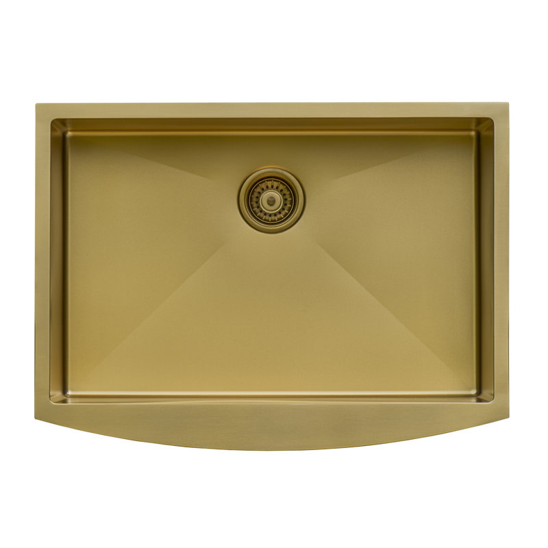 Terraza 30" L x 22" W Farmhouse Kitchen Sink, Brass Tone Matte Gold