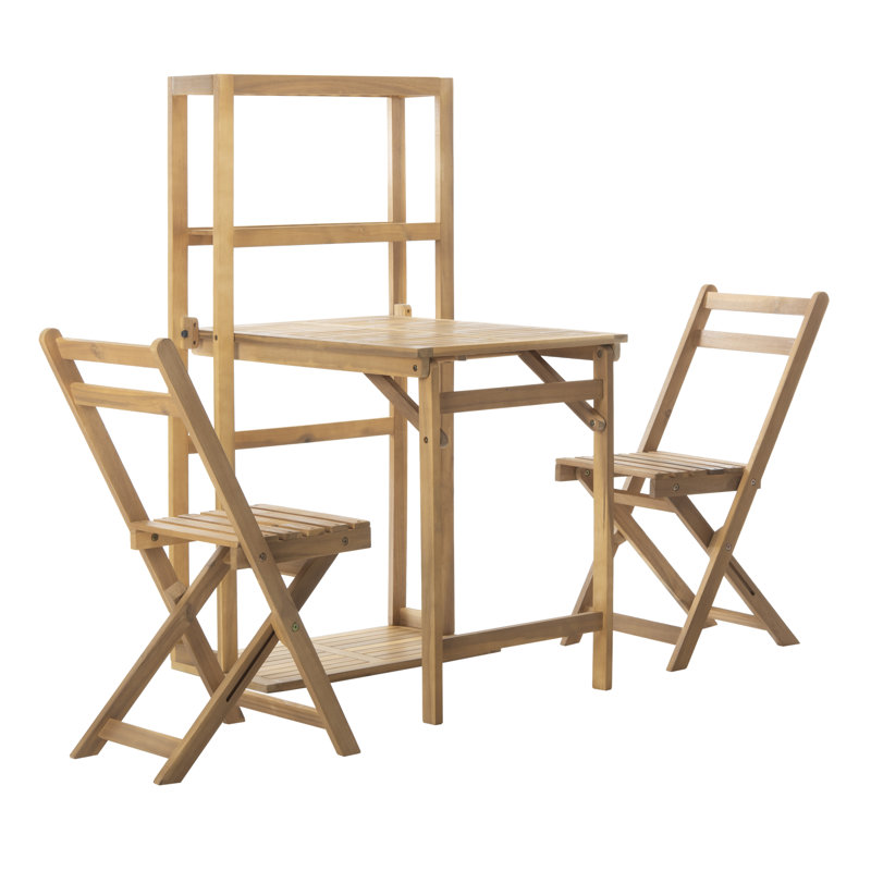 Osvaldo 2 - Person Acacia Wood Patio Dining Set with Rectangular Table, Teak