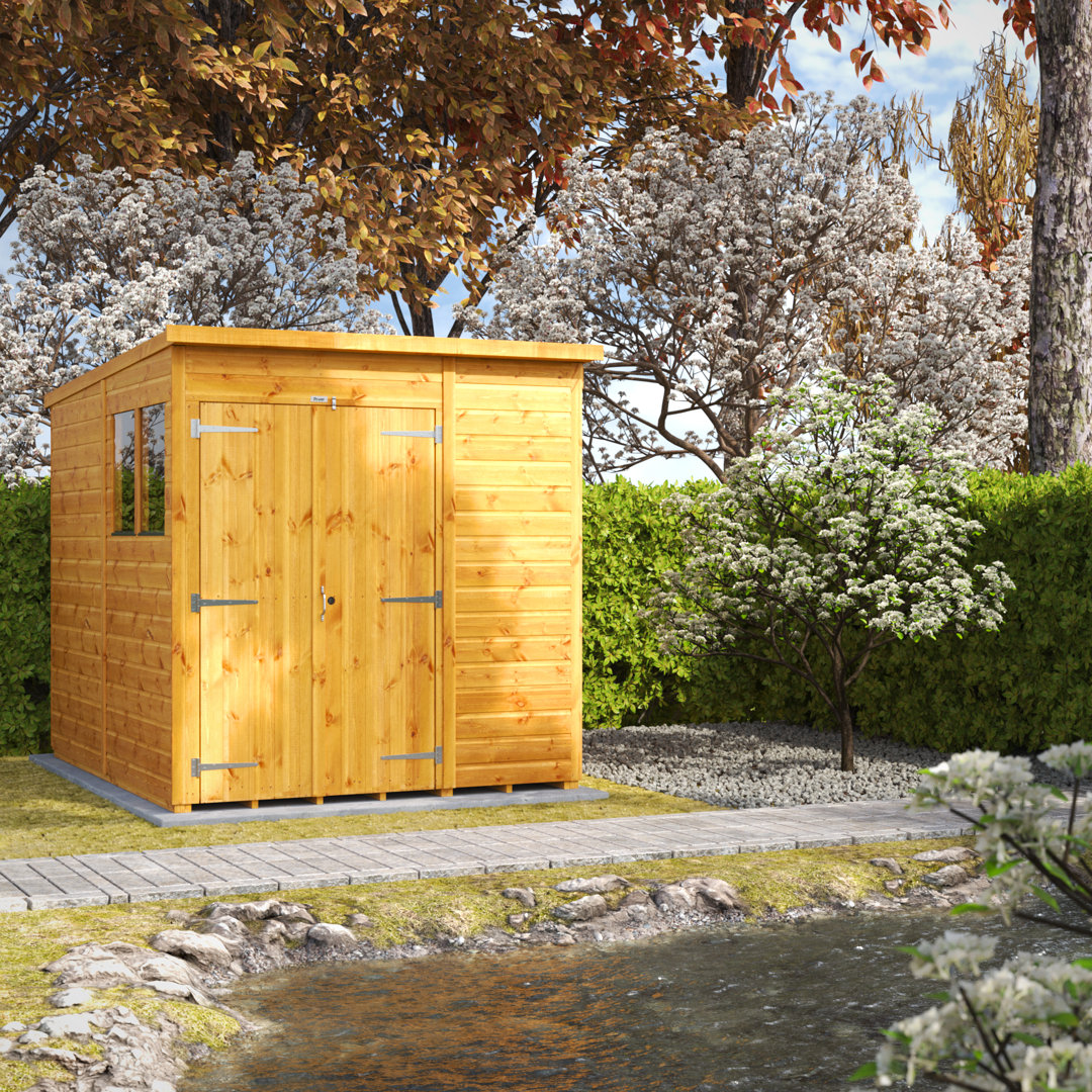 Powersheds 6 x 8ft Timber Tongue & Groove Pent Garden Shed Double Doors