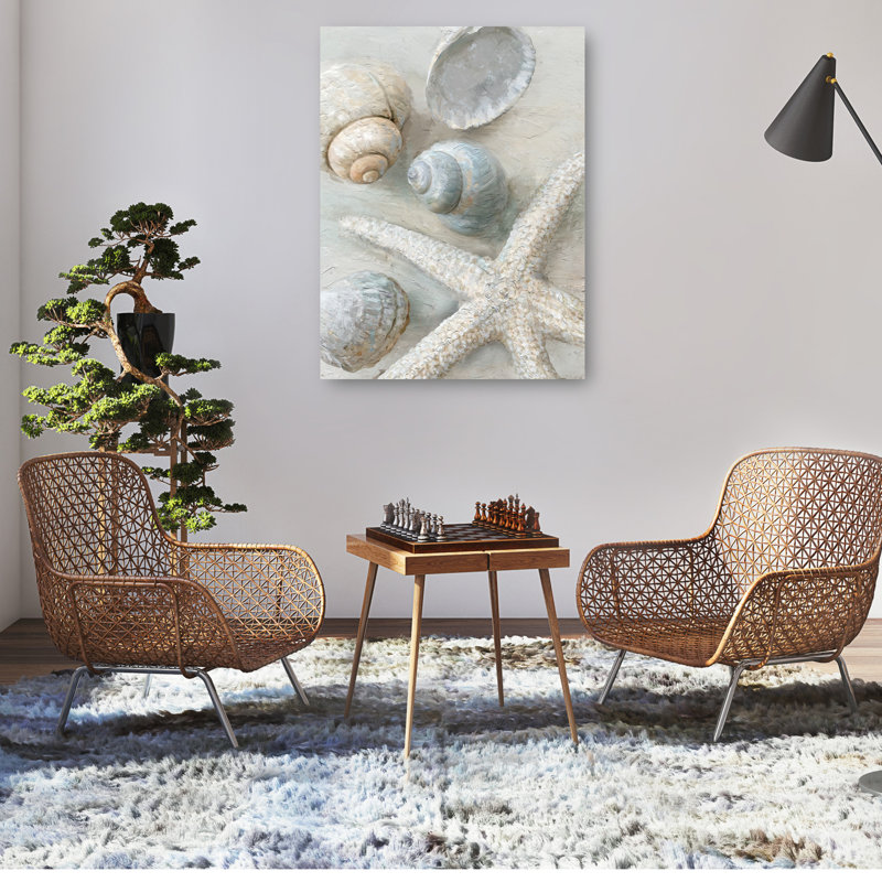 Coastal Treasures Seashells and Starfish Canvas Art Print