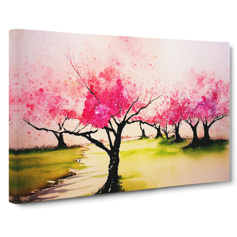 Delightful Cherry Blossom Trees - Wrapped Canvas, 40cm H x 60cm W x 3cm D