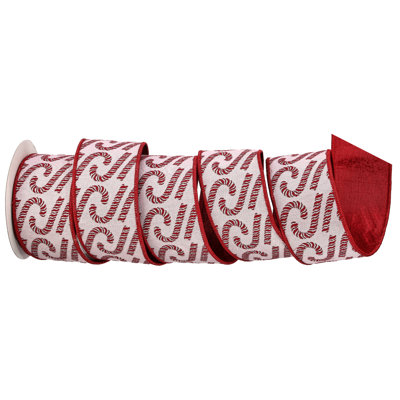 2.5"X5Y Metallic Dupion Candy Cane Ribbon