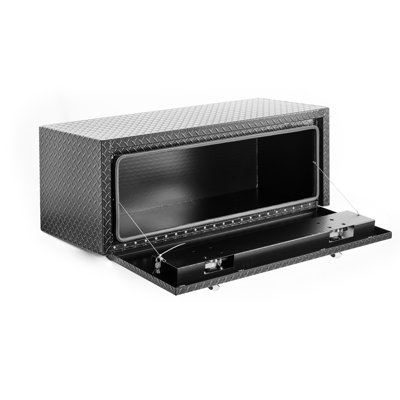 Rangement pour outils en aluminium de 48 pouces, coffre de remorque robuste, doubles verrous de protection, intérieur spacieux, aérodynamique et rangement sans effort sous le lit avec verrous, 48 x 18 x 18
