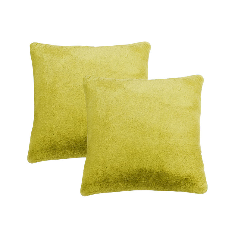  Faux Fur Throw Square Pillow Cover, Lemon Curry