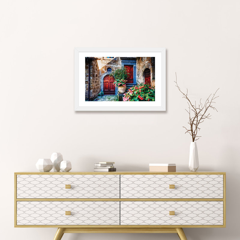 «Classic House Entrance in Umbria» - Impression, H 24 po x l 32 po x P 1 po, Papier blanc