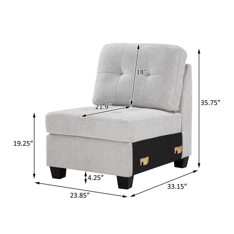 Fauteuil rembourré en acier, Beige