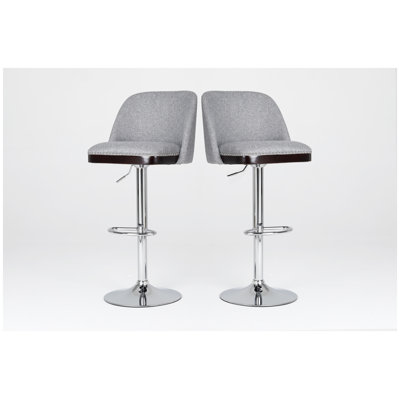 Ensemble de 2 tabourets de bar pivotants à hauteur de comptoir moderne - Fauteuil d'îlot de cuisine rembourré en lin gris avec dossier, rotation à 360 ° et base en métal