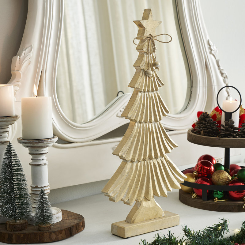 Arbre en bois doré Yuletide Glow, H 17 po x l 8 po x P 2 po