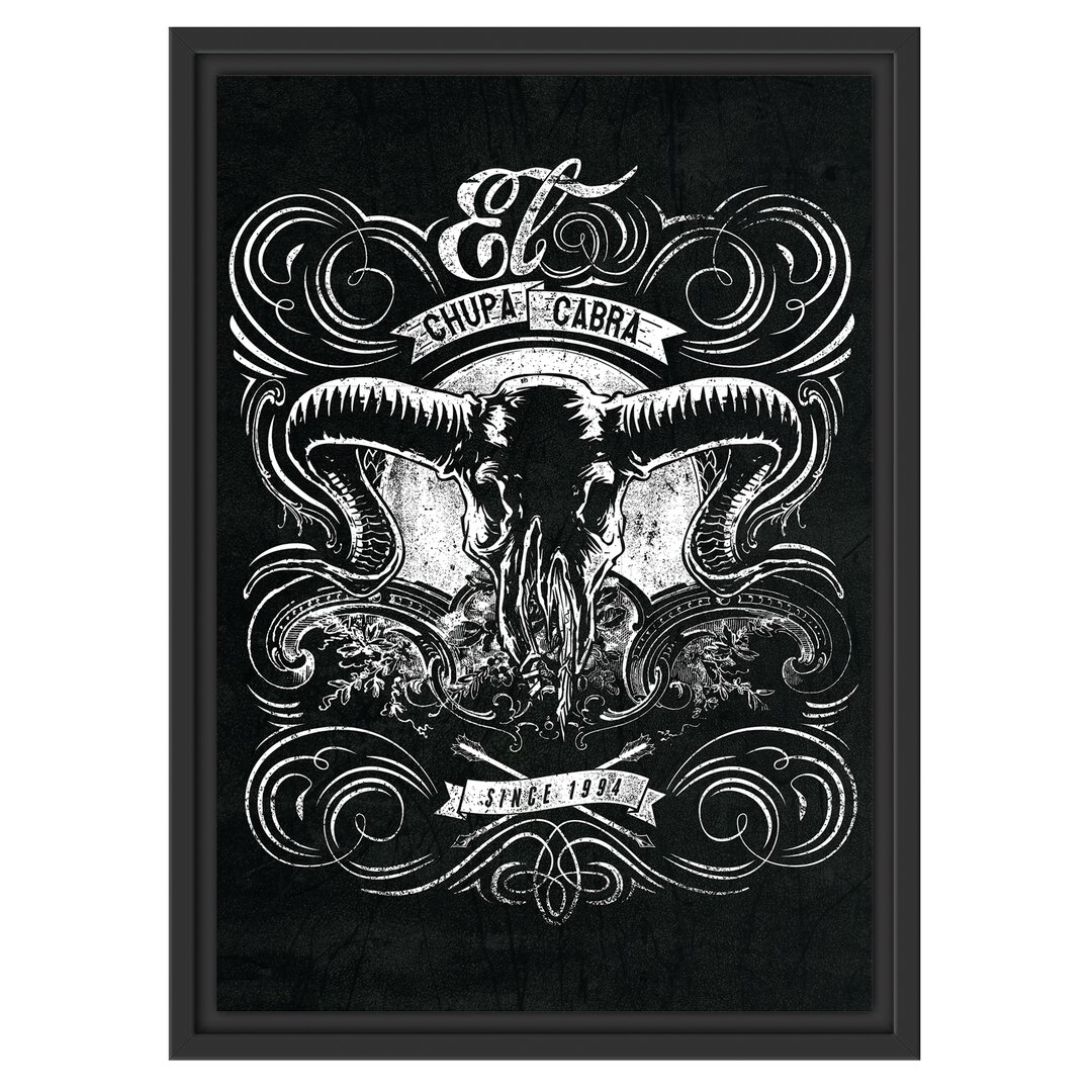 Gerahmtes Wandbild Chupacabra skull black