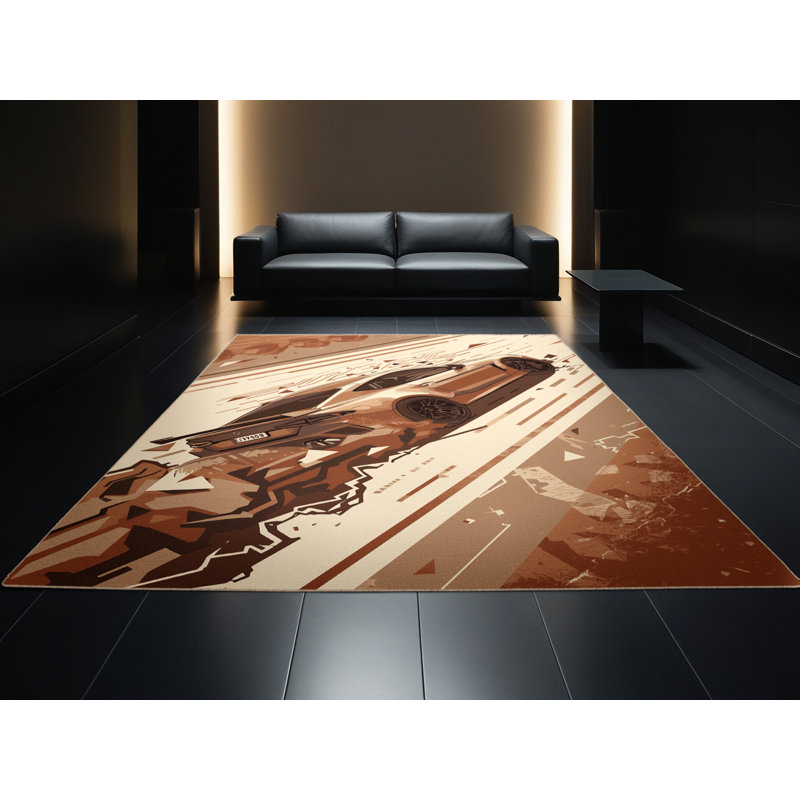 Tapis géométrique moderne élégant et chic lavable à la machine Aust, 3 x 5