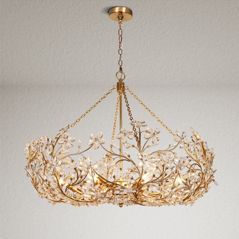 12-Light Dimmable Flower Crystal Chandelier