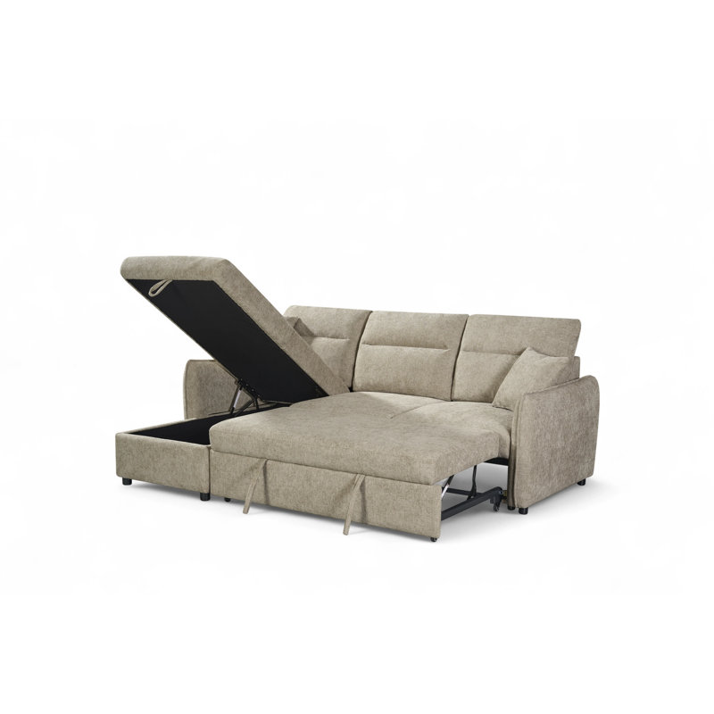 4 Seater Sofa Bed, Left Hand Facing, Beige