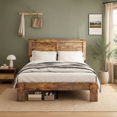 Helenie Elegant Wood Platform Bed Frame