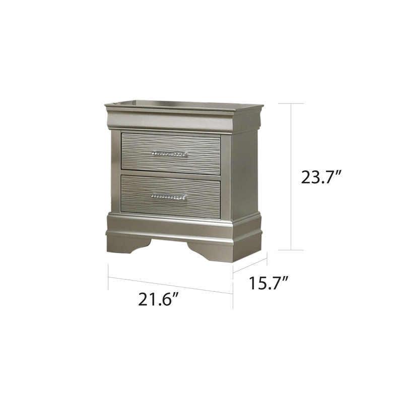 Table de chevet Modern Silver 2 - Rangement de chambre polyvalent avec style et fonction d'armoire de remplissage