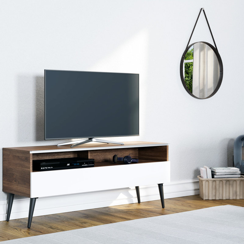 Metter TV Stand for TVs up to 55", Walnut/White 