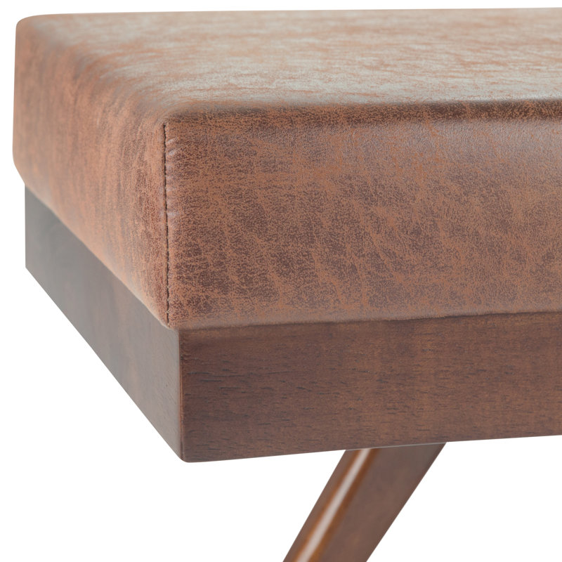 Chanelle 48" Distressed Umber Brown Wood Ottoman Bench