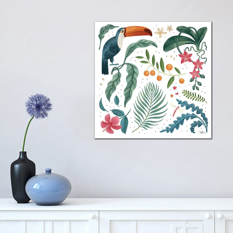 Jungle Love III White by Janelle Penner - Wrapped Canvas Painting, 45.72 cm H x 45.72 cm W x 3.175 cm D