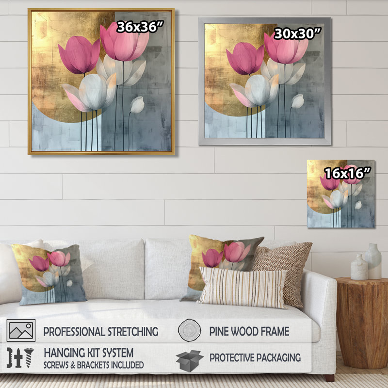 Schimmel Golden Lotus Flowers Pure Form III - Lotus, art mural, Reproduction encadrée d'une seule photo sans pass, Blanc