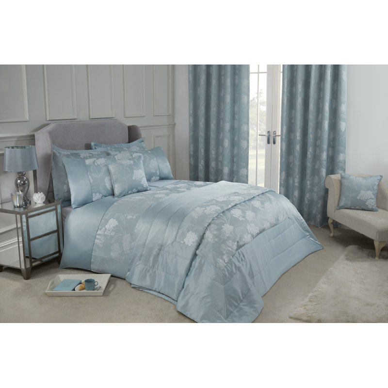 Blossom 180 TC Duvet Cover Set, Super King, Duck Egg