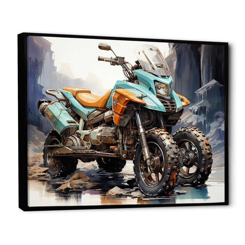 «Scooter in Wild Adventure Seeker II», reproduction sur toile, H 24 po x l 32 po x P 1 po, Cadre flottant noir