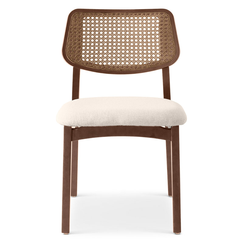 Chaise d'appoint Dryon Cane , Medley ivoire / Nogal / Nogal