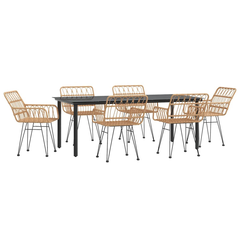 Fokko 6 - Person Patio Dining Set Rectangular Table, Brown