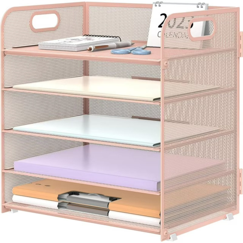 Plateau à lettres à 5 niveaux avec poignée en filet, Rose