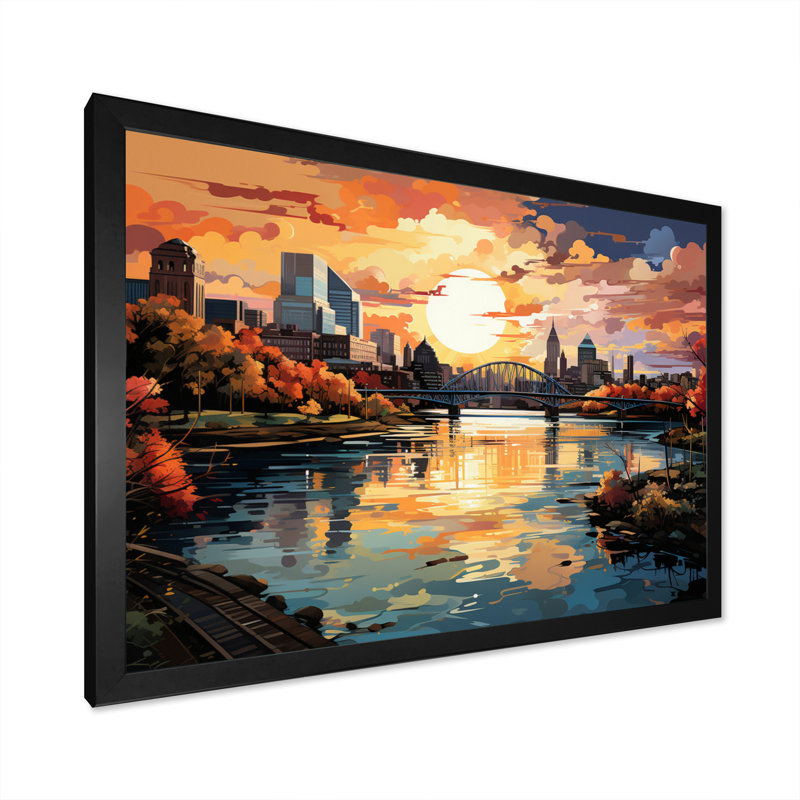 Boston Popart II - reproduction sur toile, Cadre simple noir, H 30 po x l 40 po x P 1,5 po