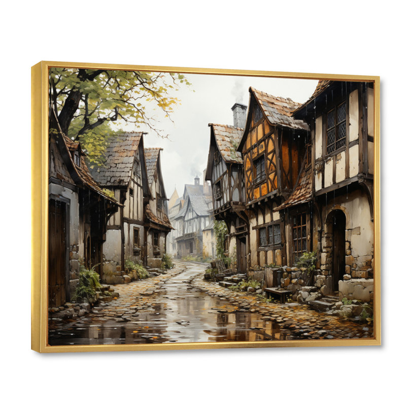 Suède Suède, charme médiéval, Cadre flottant doré, H 24 po x l 32 po x P 1 po